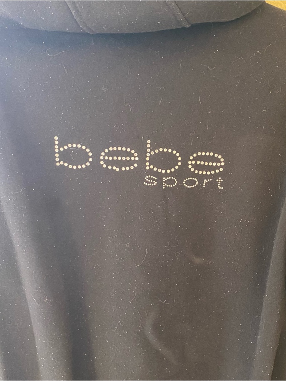 XL bebe Black Sherpa-Lined Zip Hoodie with White Drawstrings - Picture 7 of 7